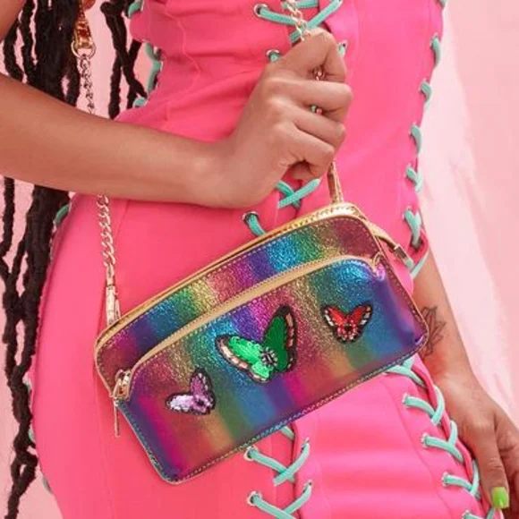 😺BETSEY JOHNSON Rainbow Bright Butterfly Crossbody - Picture 4 of 10